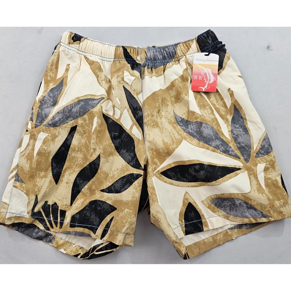 Tommy Bahama Relax Mens Swim Trunks Small Brown Black Floral Board Shorts NEW
